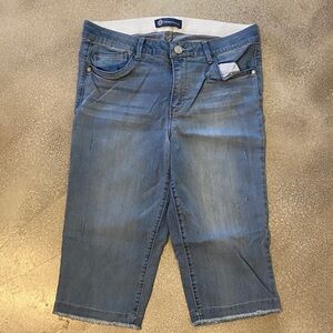 Blue Denim Cropped Jean Shorts, Democracy, Sz 12
